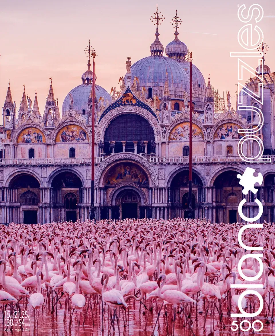 Buffalo Games Blanc Pink Flamingo Palace puslespil 500 brikker lyserødt