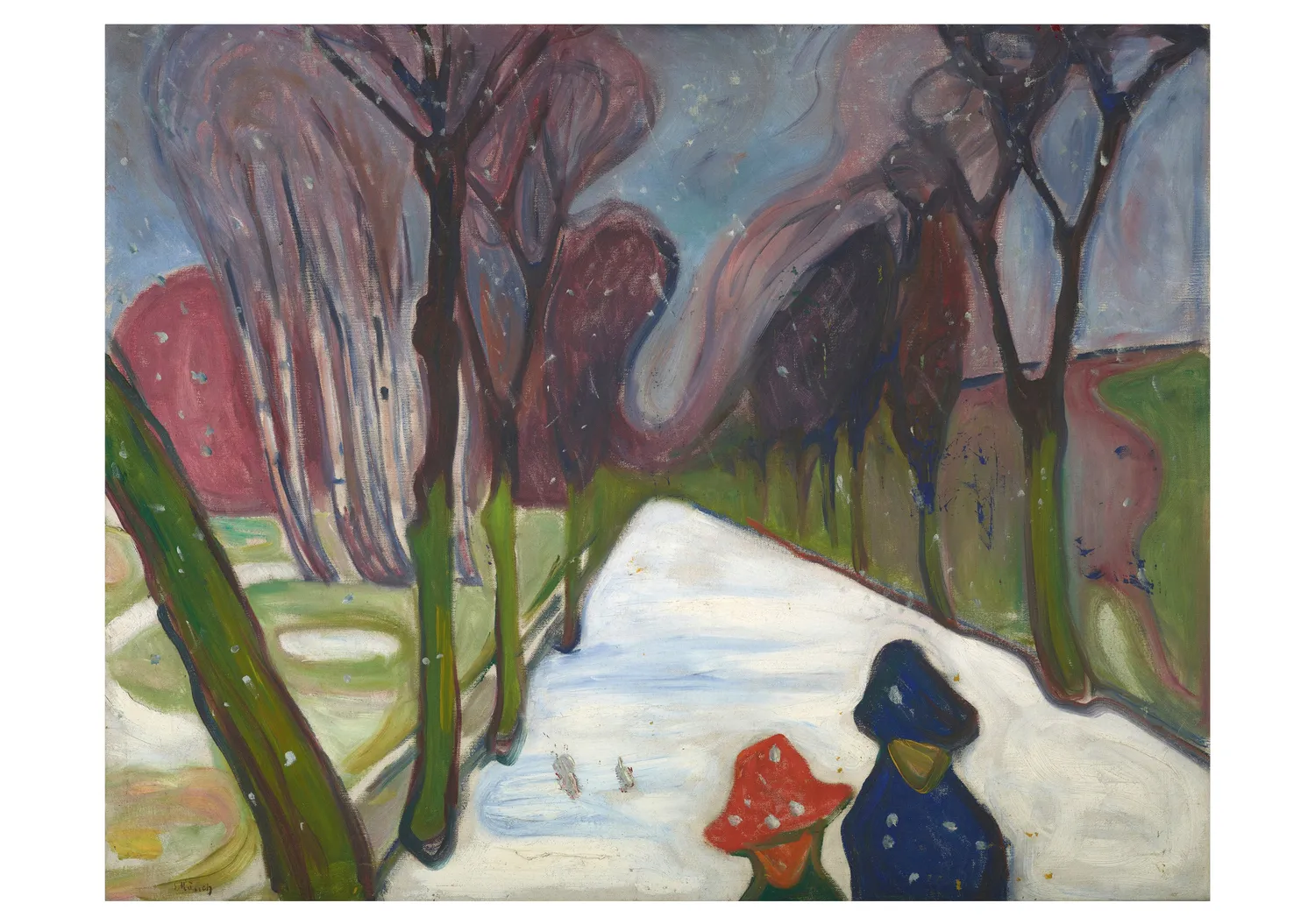 Pomegranate Edvard Munch Winter Snow Avenue julekort 20 stk landskab