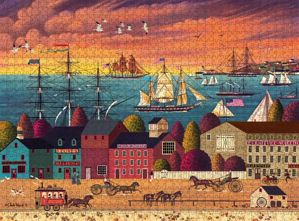 Buffalo Games Charles Wysocki Hoopla at the Harbor puslespil 1000 brikker