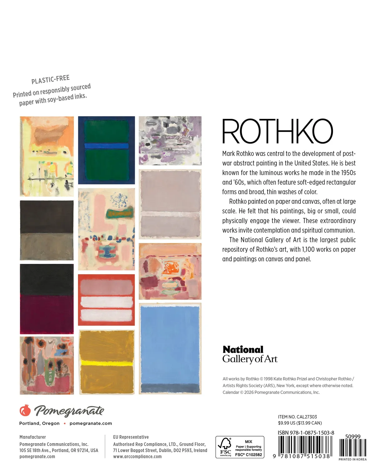 Pomegranate Rothko 2027 mini vægkalender