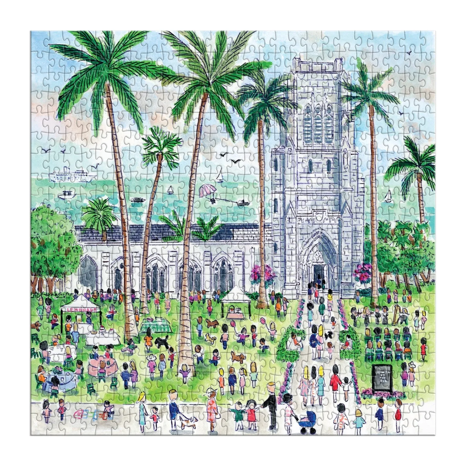 Good Puzzle Co. Michael Storrings Sunday in Palm Beach puslespil 500 brikker kirke