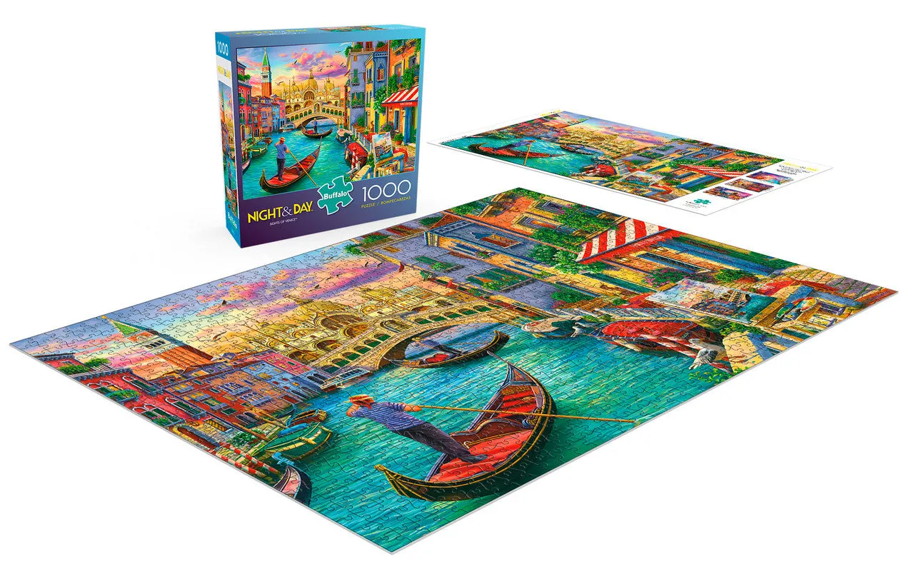 Buffalo Games Night & Day Sights of Venice puslespil 1000 brikker Venedig