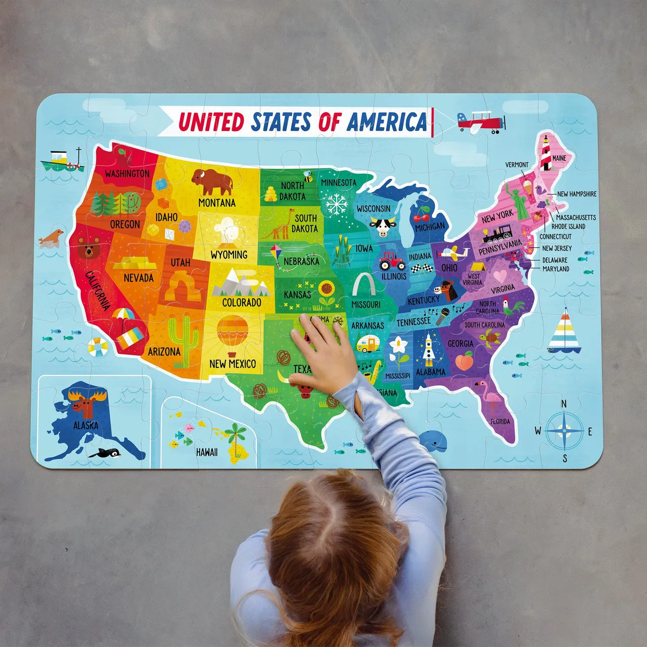 Little Buffalo Map of the USA børnepuslespil USA-kort gulv