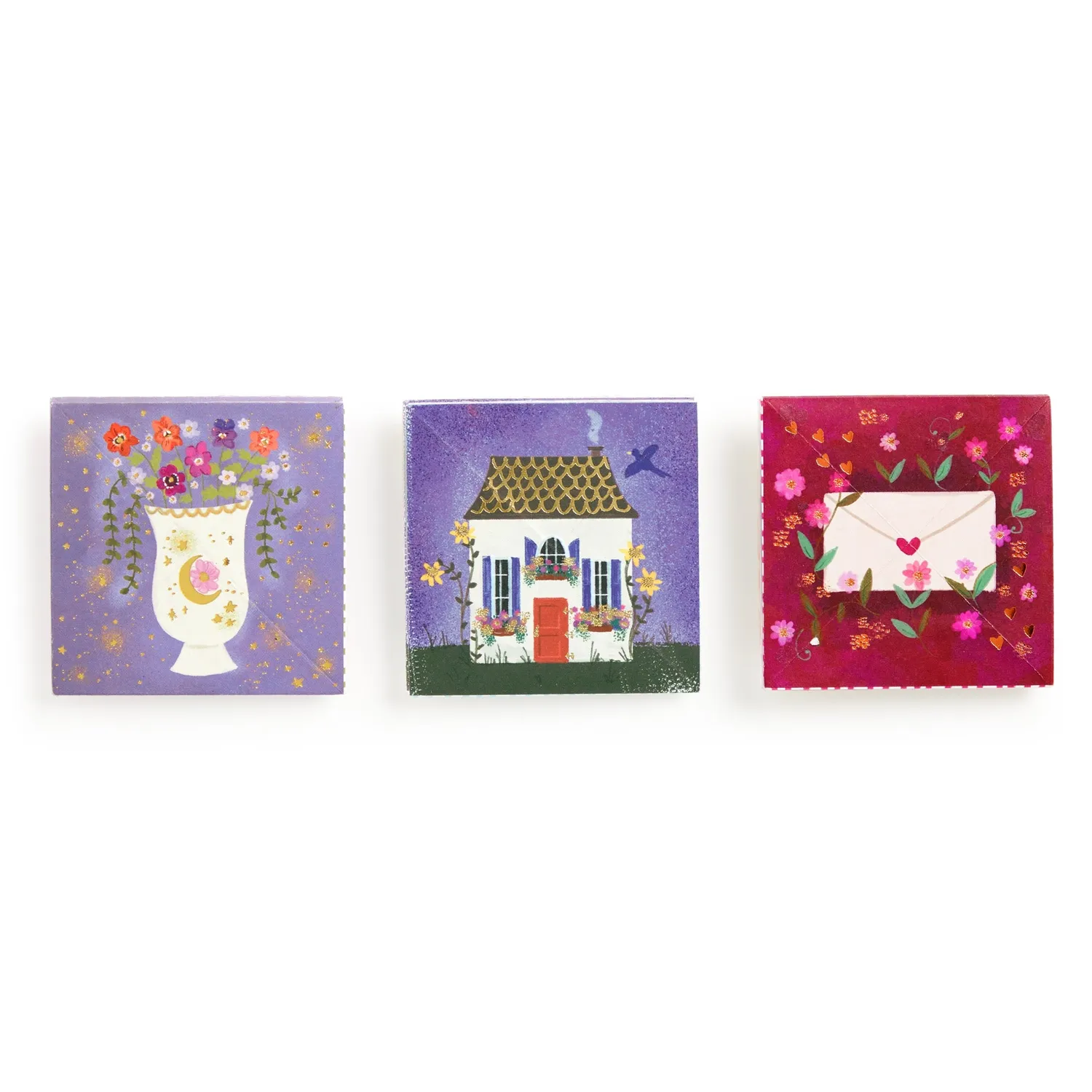 Galison Joy Laforme Charm minikort 12 stk pansy