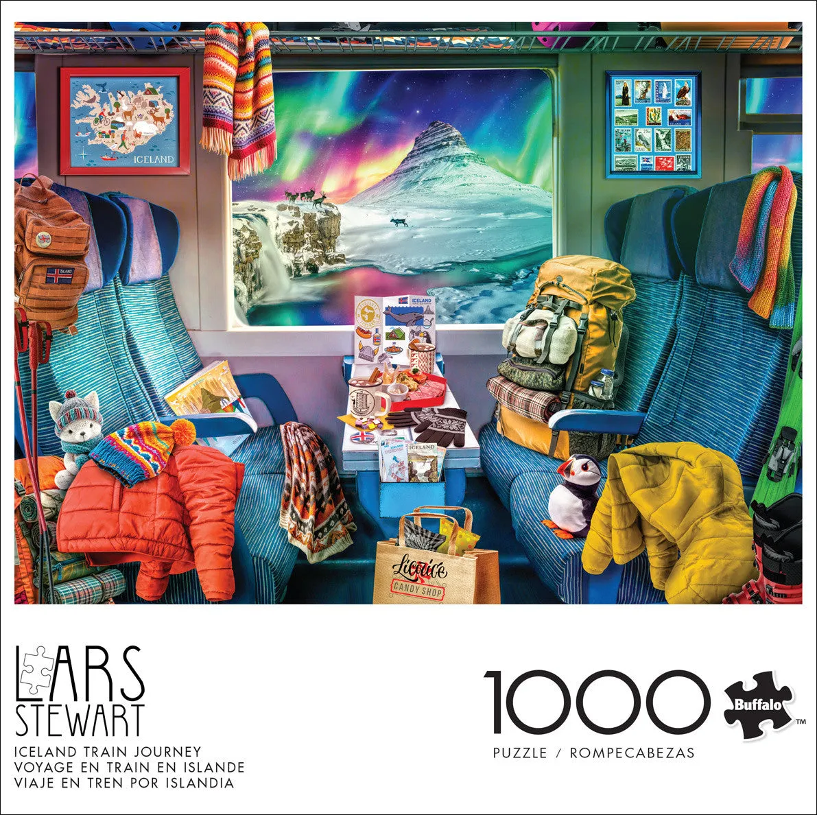 Buffalo Games Iceland Train Journey puslespil 1000 brikker nordlys