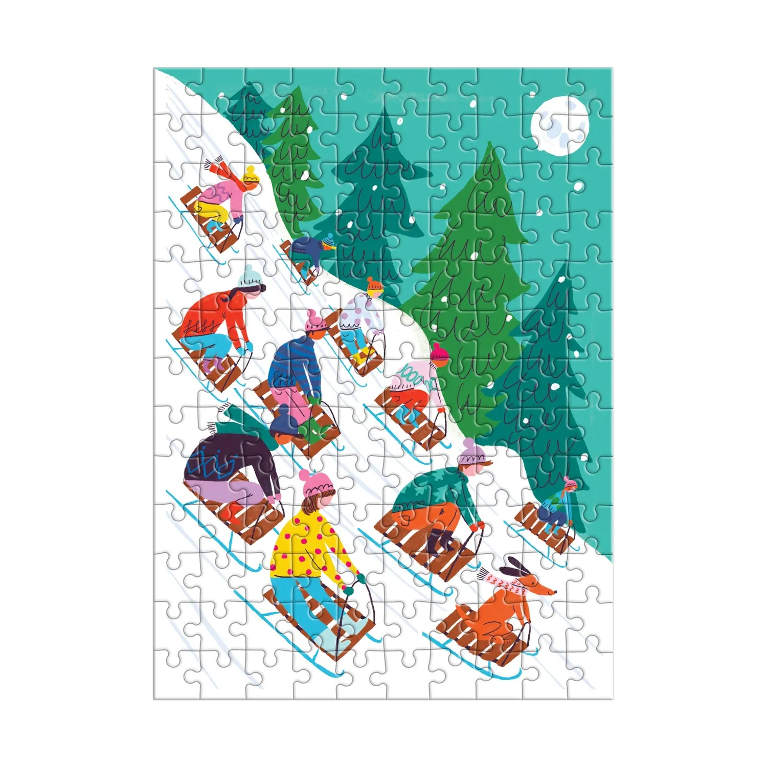 Good Puzzle Co. Winter Sledding puslespil ornament 130 brikker jul