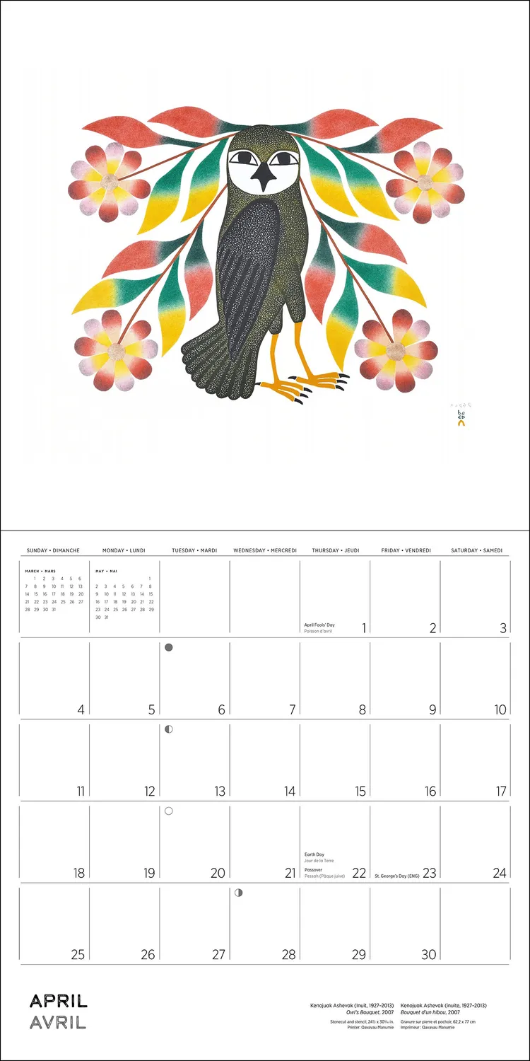 Pomegranate Kenojuak Ashevak vægkalender 2027 inuit