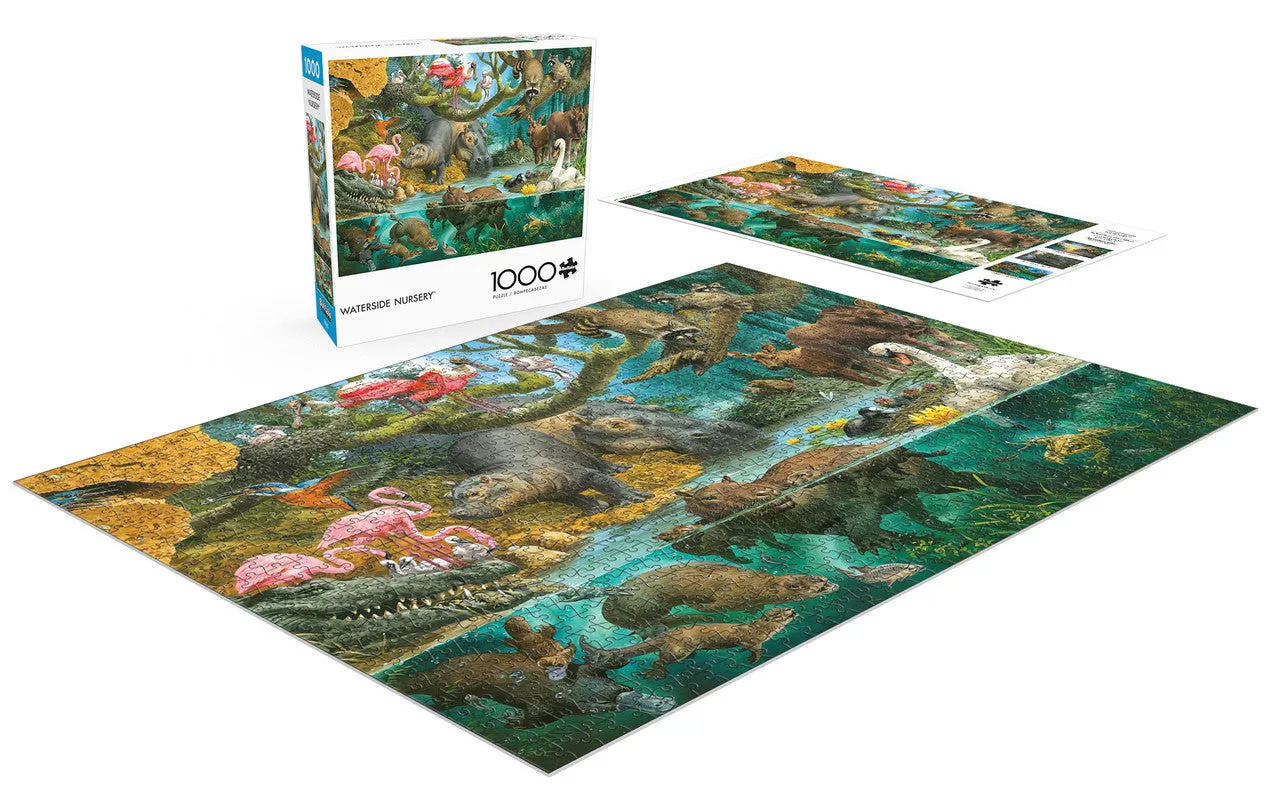 Buffalo Games Waterside Nursery puslespil 1000 brikker dyr