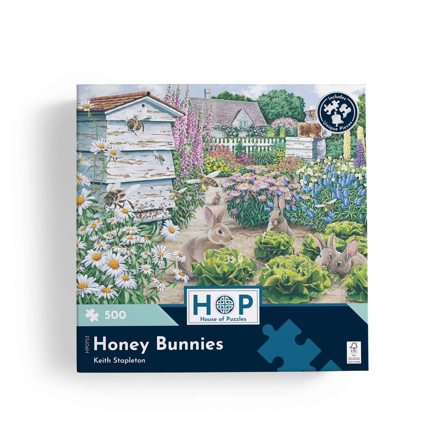 House of Puzzle Honey Bunnies puslespil 500 brikker kaninmotiv