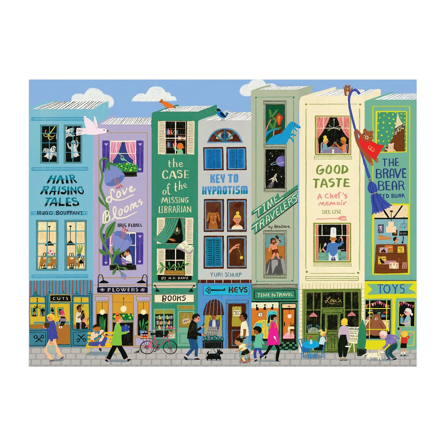 Good Puzzle Co. Anne Bentley Main Street Books puslespil 1000 brikker bymotiv