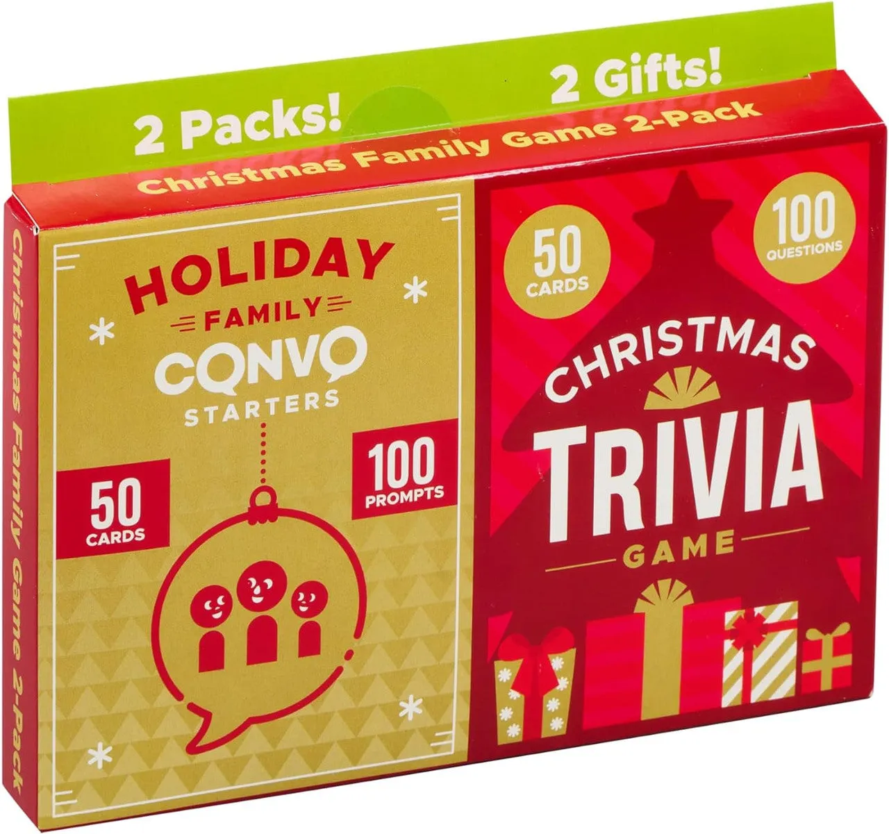 Buffalo Games Christmas Trivia familiespil kortspil 2-pak jul