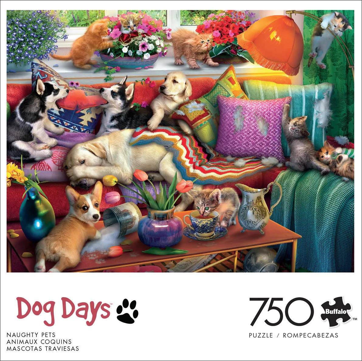 Buffalo Games Dog Days Naughty Pets puslespil 750 brikker hunde