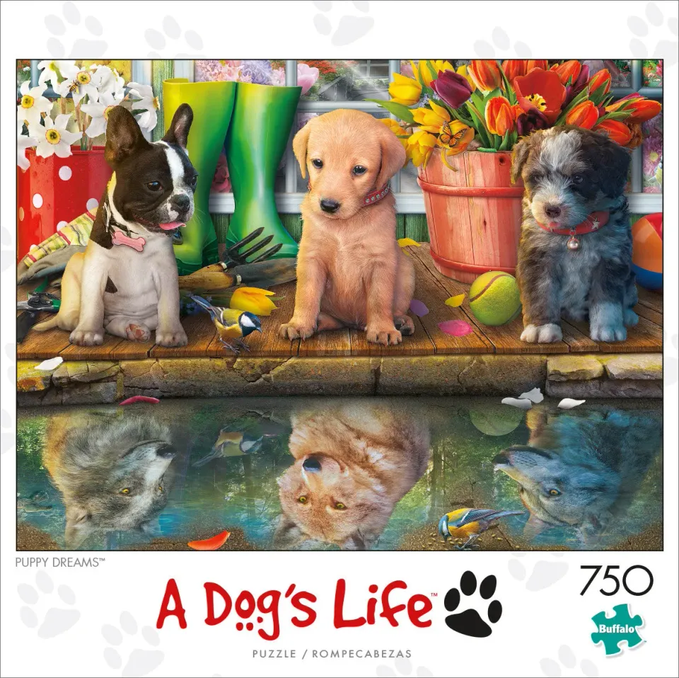 Buffalo Games A Dogs Life Puppy Dreams puslespil 750 hvalpe