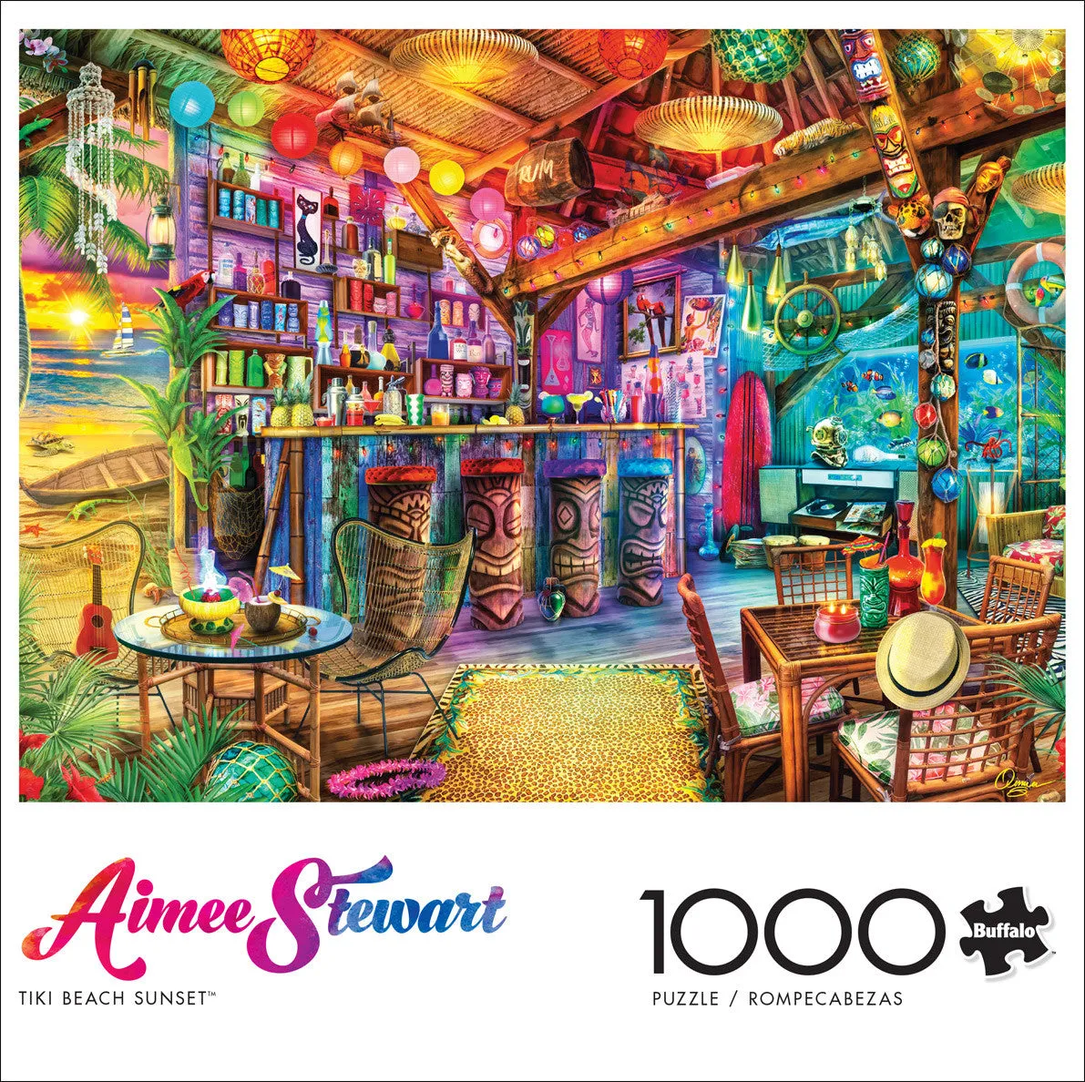 Buffalo Games Tiki Beach Sunset puslespil 1000 brikker strand