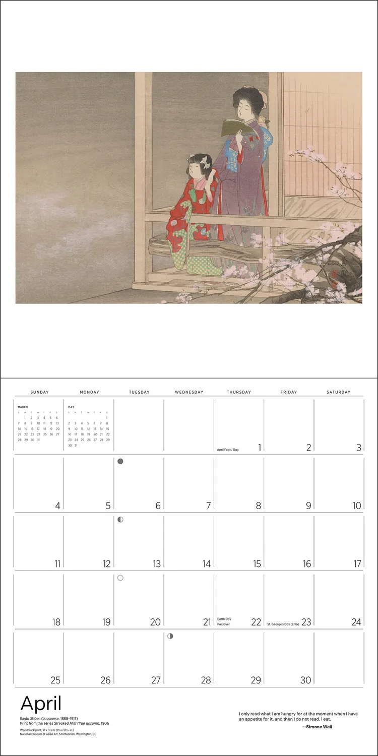 Pomegranate The Reading Woman vægkalender 2027 læsning
