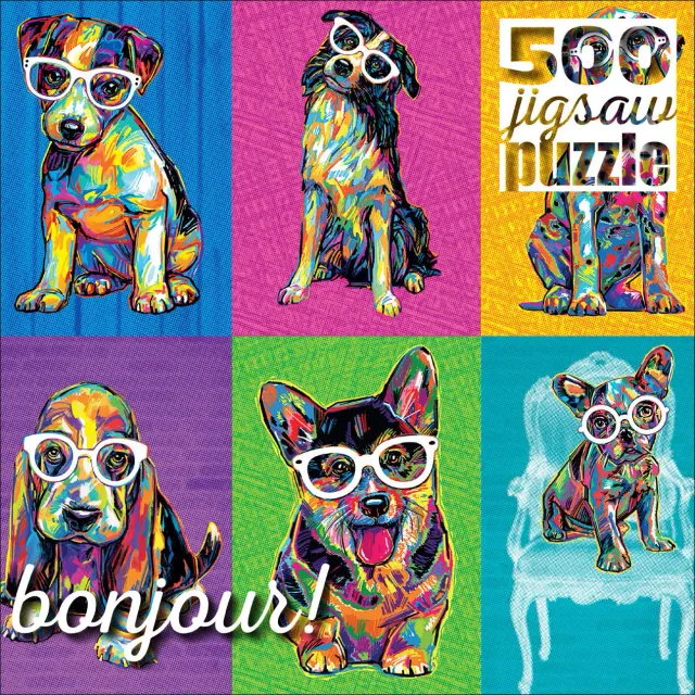 Buffalo Games Bonjour Colorblock Dogs puslespil 500 brikker hunde
