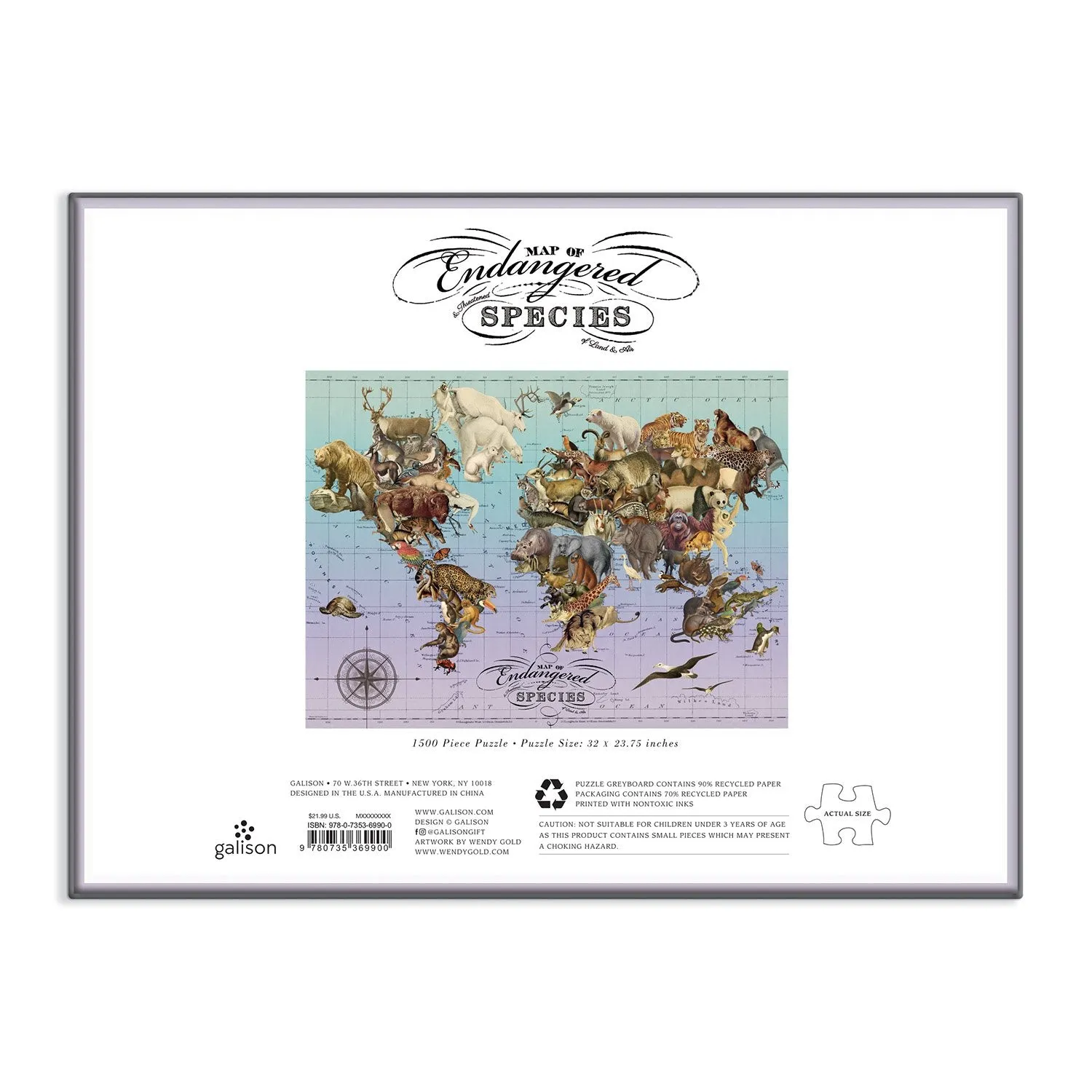 Galison Wendy Gold Endangered Species puslespil 1500 brikker