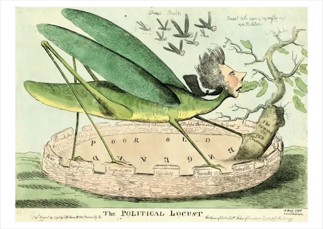 Pomegranate The Political Locust 1795 postkort historisk