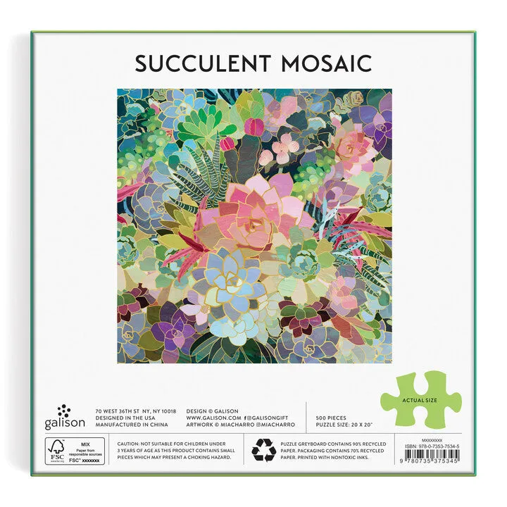 Galison Mia Charro Succulent Mosaic puslespil 500 brikker folie