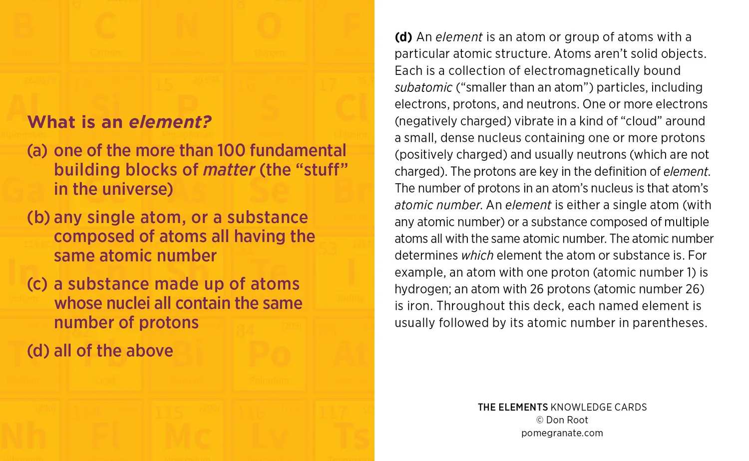 Pomegranate Knowledge Cards The Elements quizkort 48 kemi