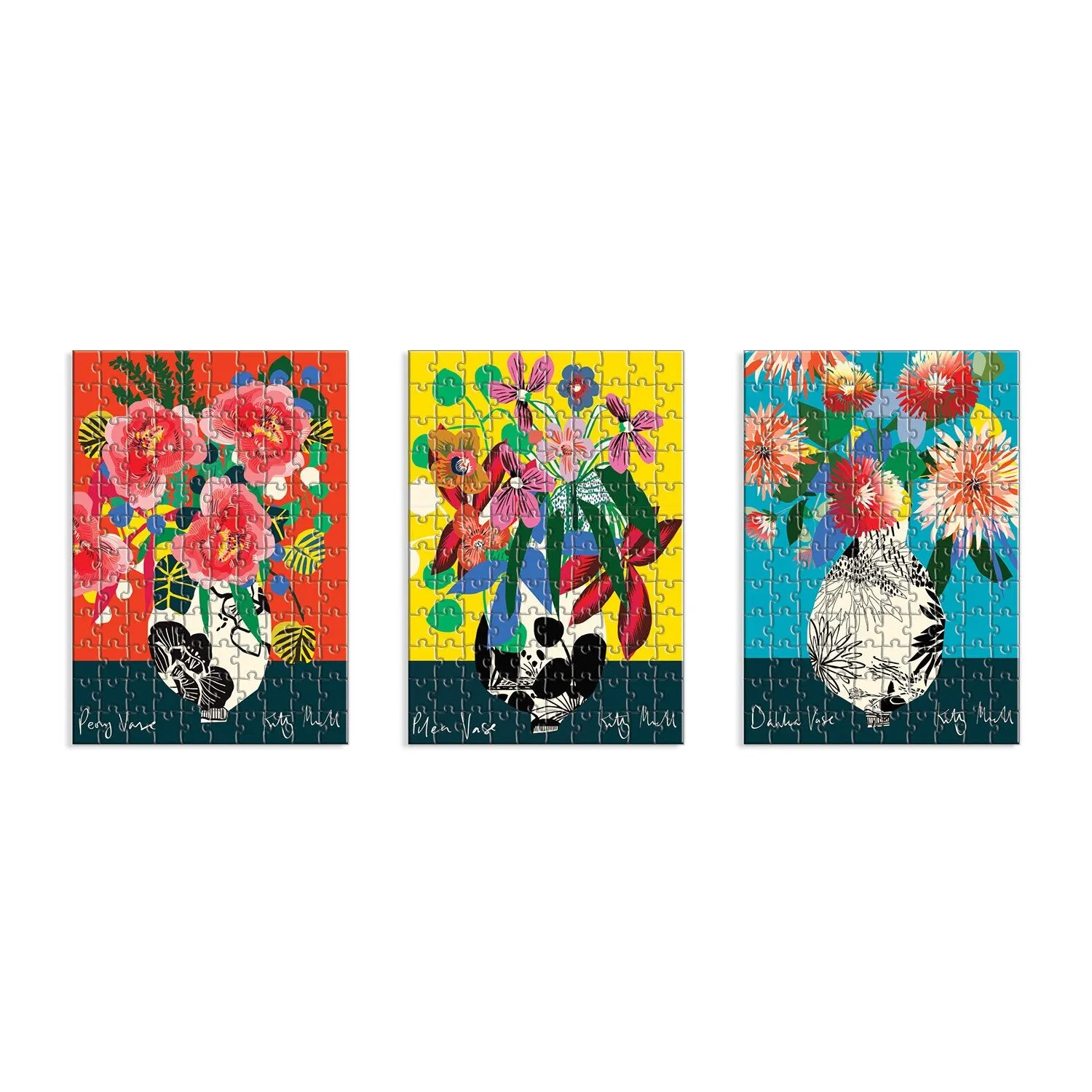 Galison Kitty McCall puslespil 3x120 brikker blomstervaser