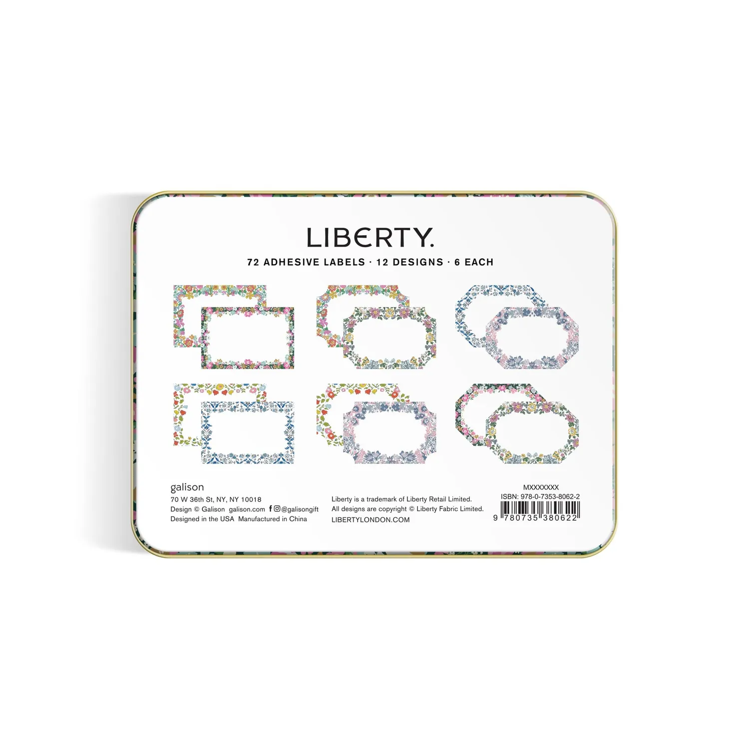 Liberty Tin of Labels gavemærker 72 stk blomster