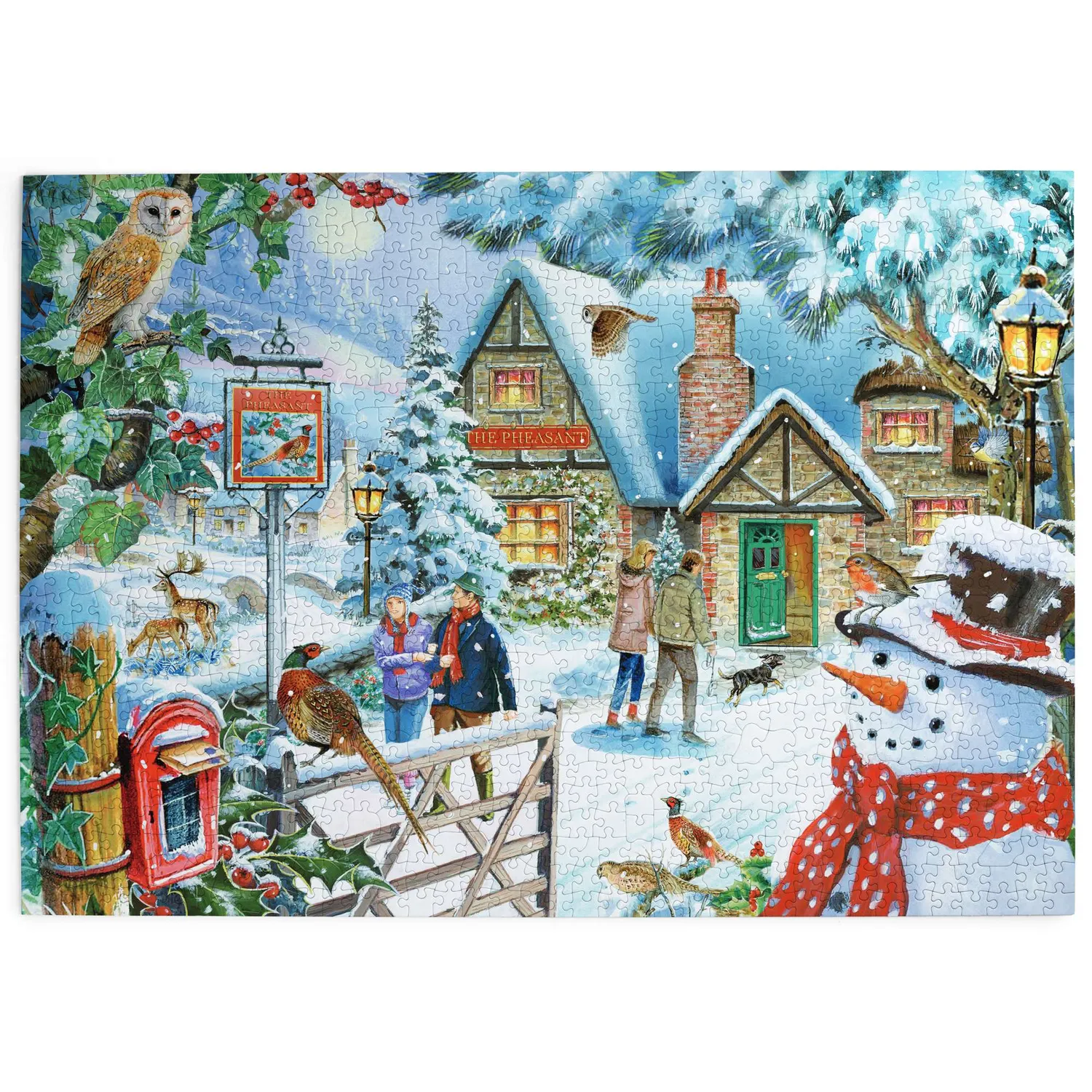 House of Puzzle Snowman's View puslespil 1000 brikker vinter