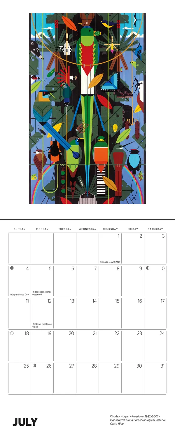 Pomegranate Charley Harper 2027 minivægkalender fugle 12 mdr