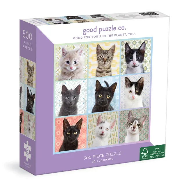 Good Puzzle Co. Cat Portraits 500 puslespil 500 brikker katte