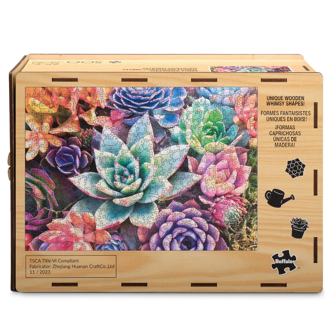 Buffalo Games Wood Simple Succulents træpuslespil 500 brikker blomst