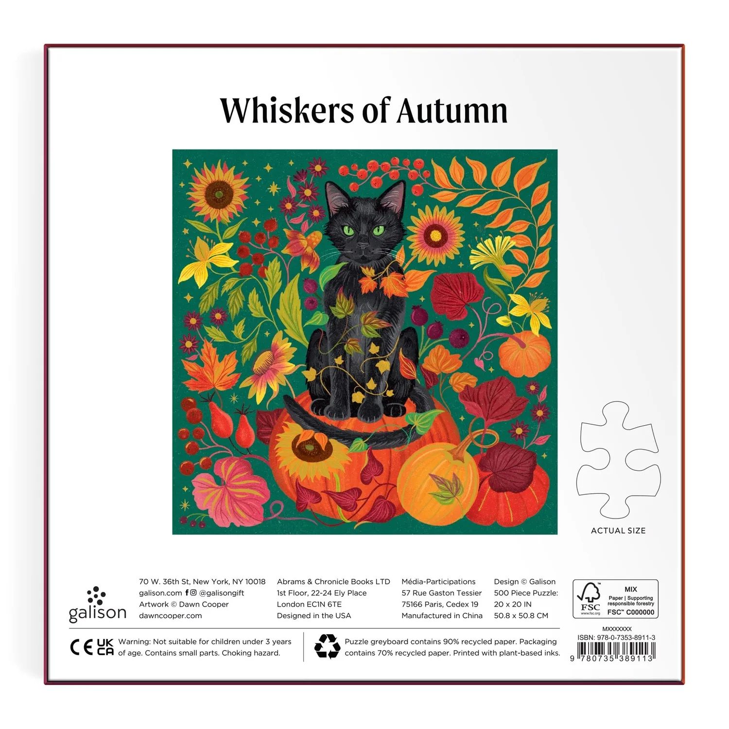 Galison Dawn Cooper Whiskers of Autumn puslespil 500 brikker