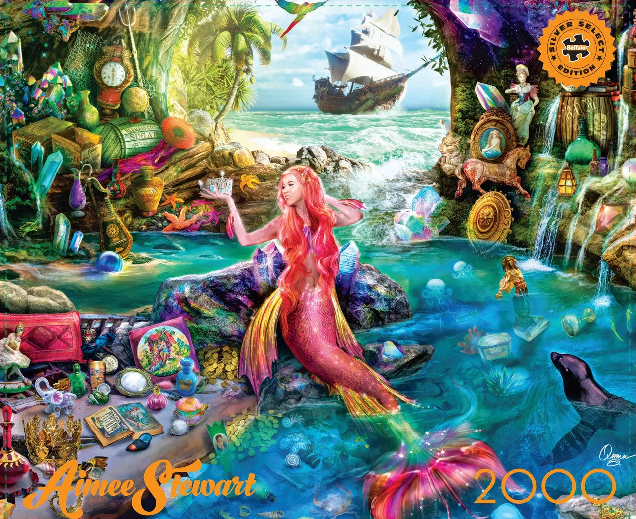 Buffalo Games Silver Select A Mermaid's Treasure 2000 puslespil havfrue