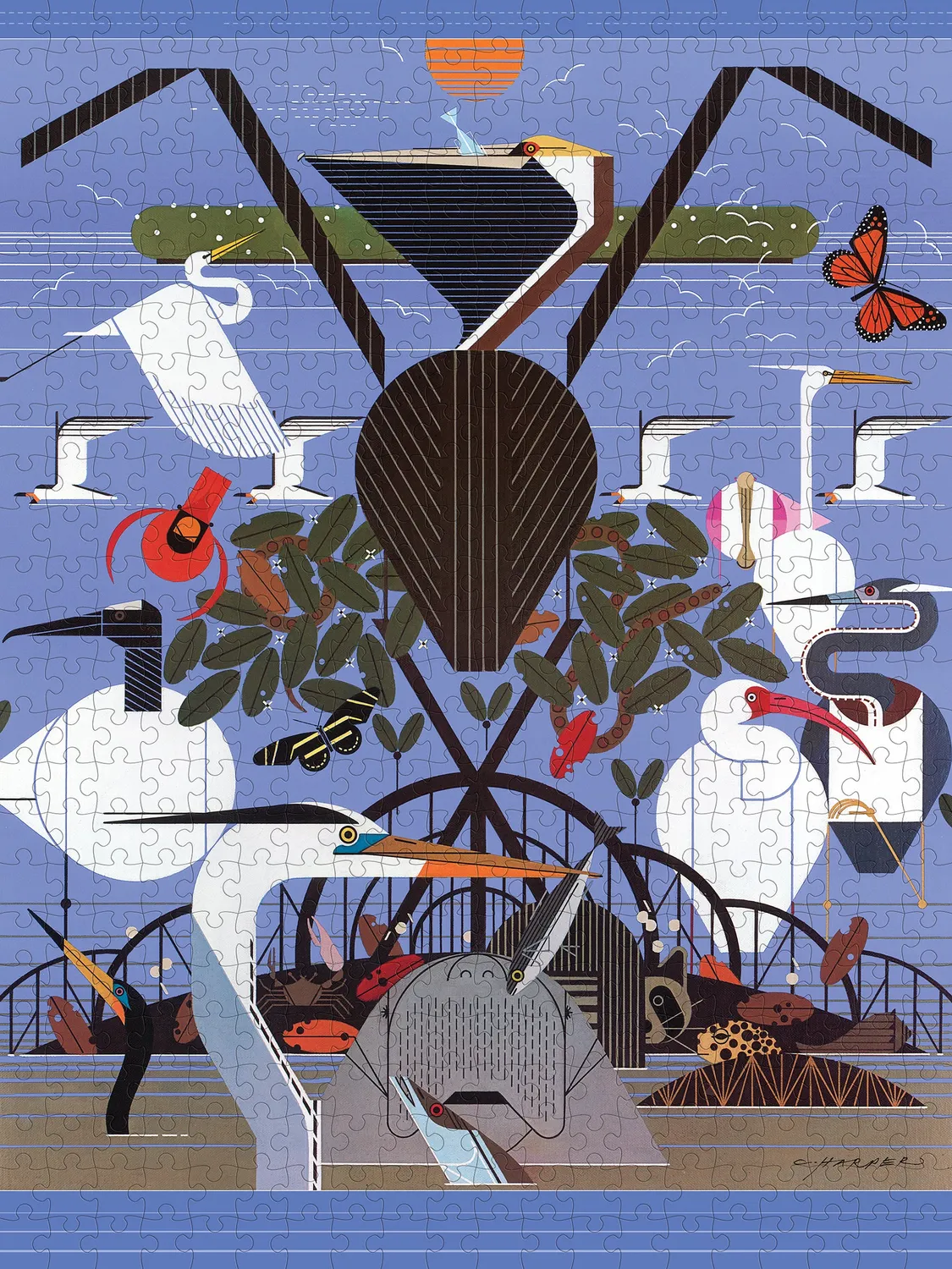 Pomegranate Charley Harper Coastal Creatures puslespil 500 brikker