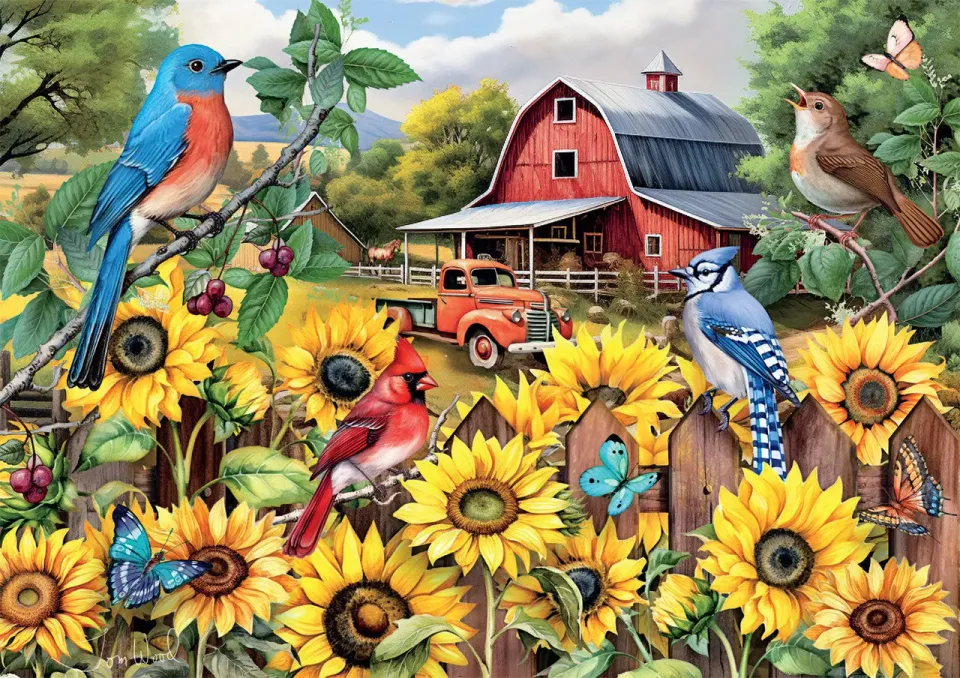 Buffalo Games Country Life Sunflower Friends puslespil 500 brikker solsikke