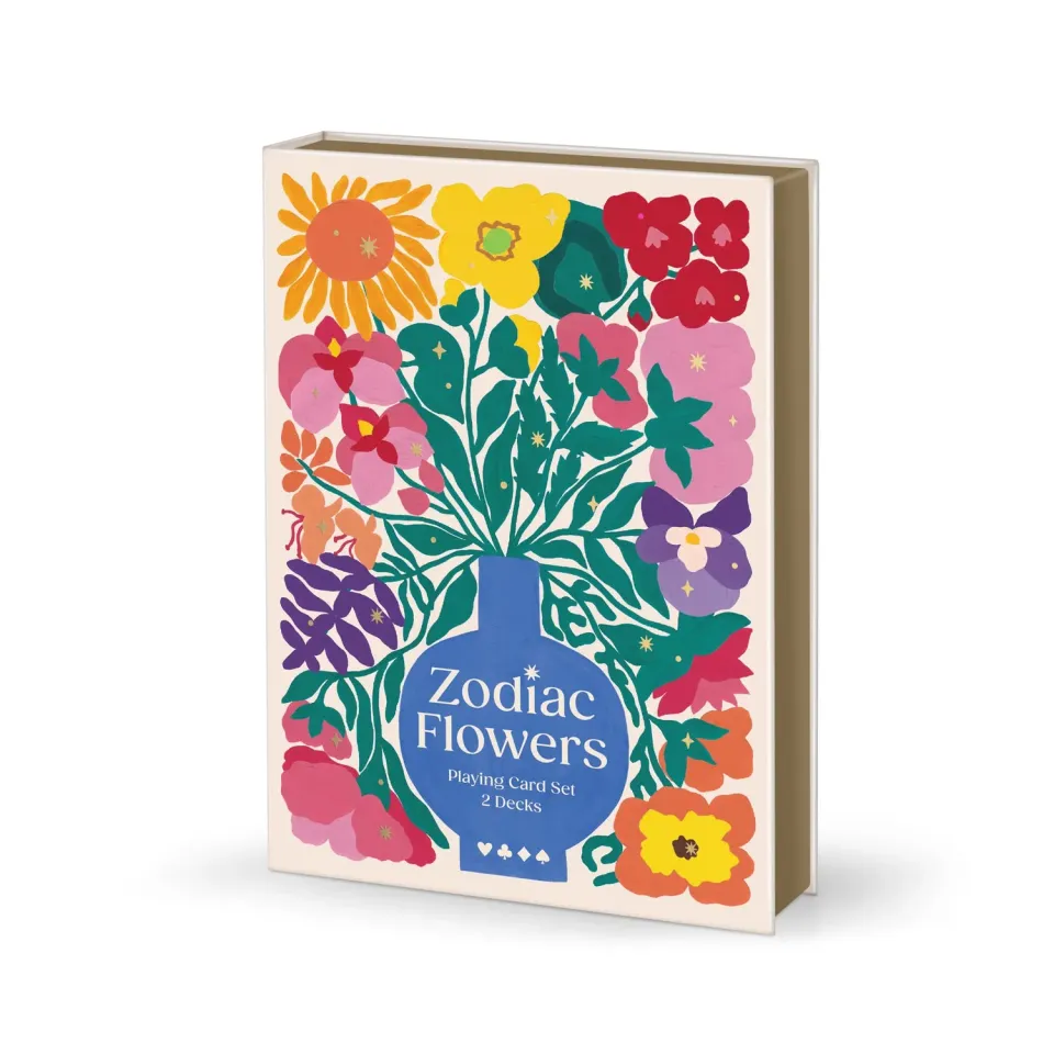 Galison Zodiac Flowers spillekort 2 sæt stjernetegn