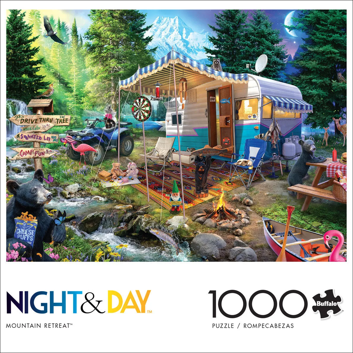 Buffalo Games Night & Day Mountain Retreat puslespil 1000 brikker dag-nat