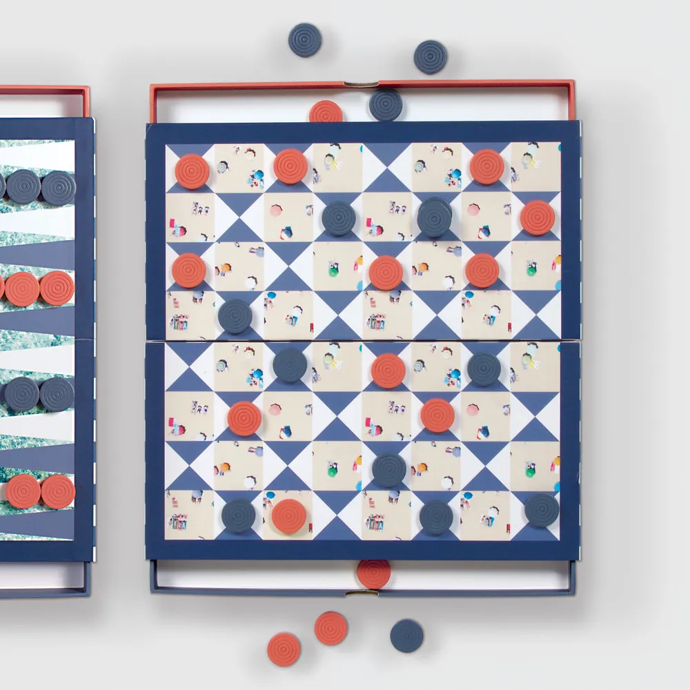 Gray Malin 2-i-1 spilsæt backgammon dam strand