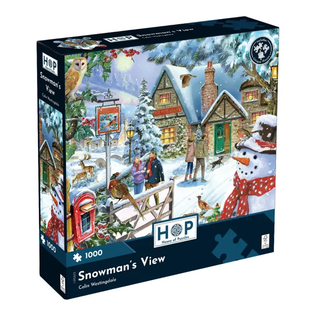 House of Puzzles Snowman's View puslespil 1000 brikker jul