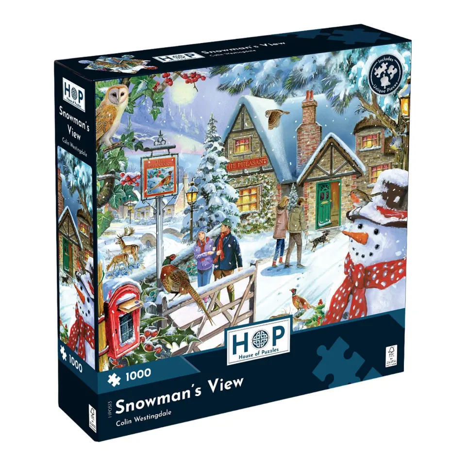 House of Puzzle Snowman's View puslespil 1000 brikker vinter
