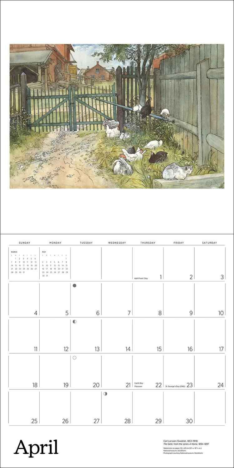 Pomegranate Carl Larsson 2027 vægkalender akvarel