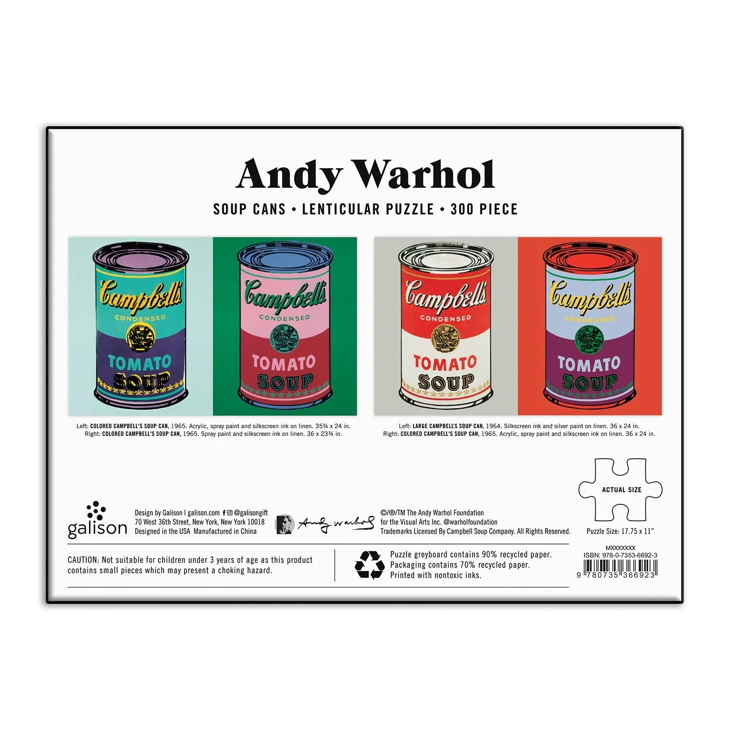 Galison Andy Warhol Soup Cans puslespil 300 brikker lenticular