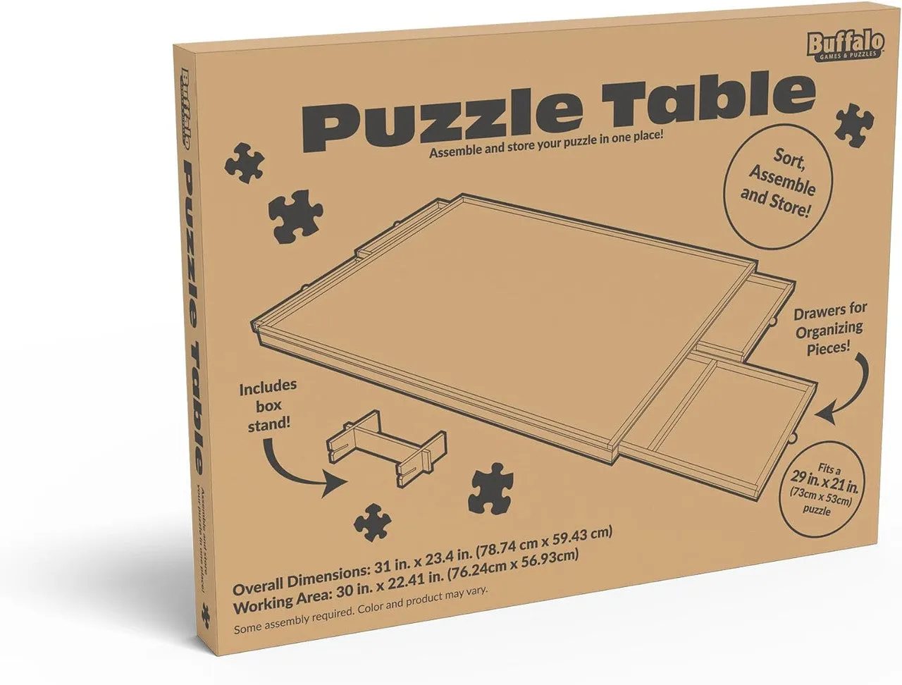 Buffalo Games puslebord i træ 1000 brikker med skuffer