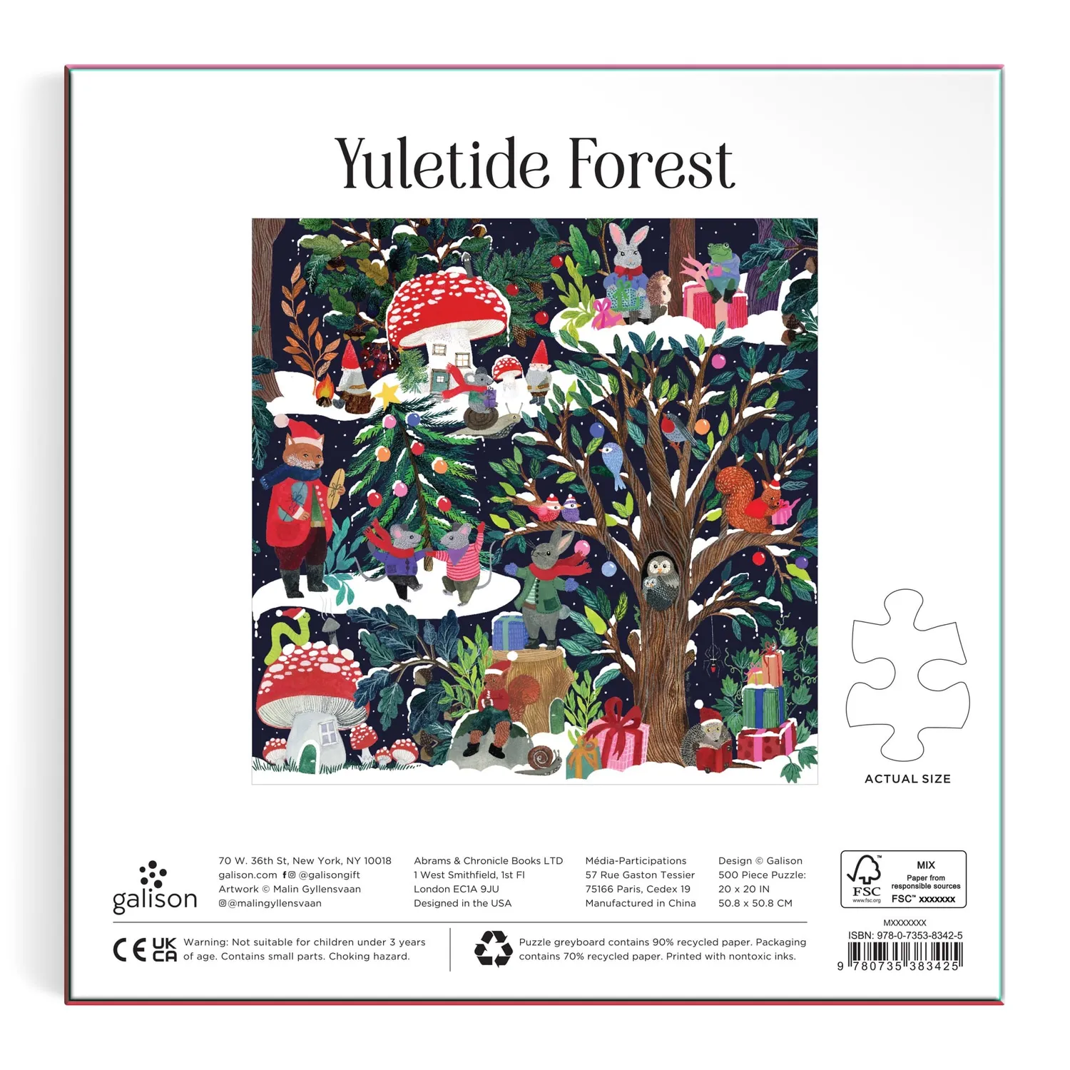 Galison Yuletide Forest puslespil 500 brikker jul