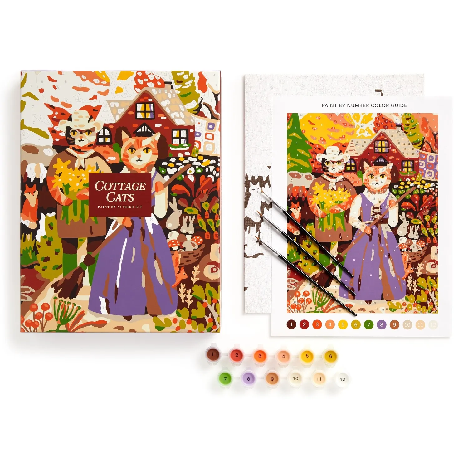 Good Puzzle Co. Cottage Cats mal efter tal sæt 23x30 cm