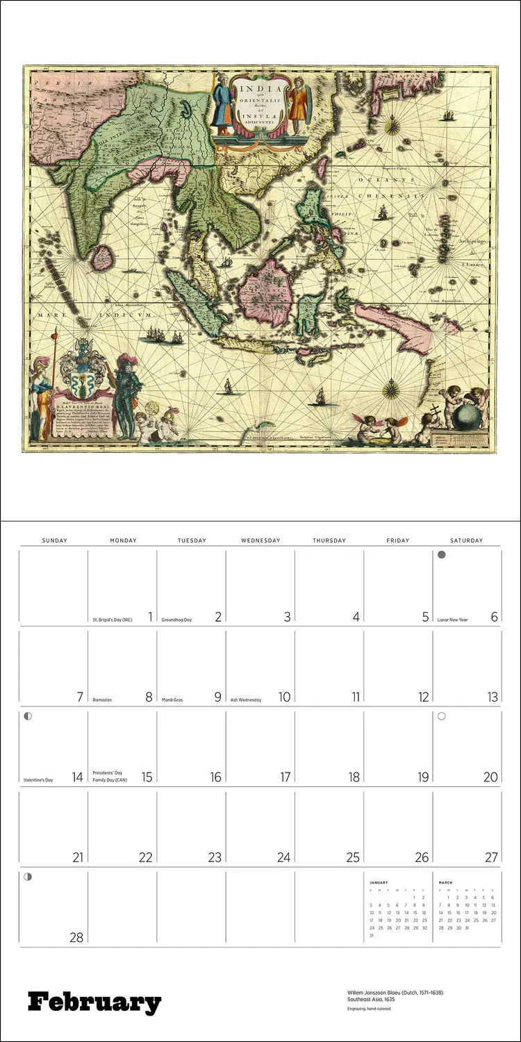 Pomegranate Antique Maps 2027 vægkalender historiske kort