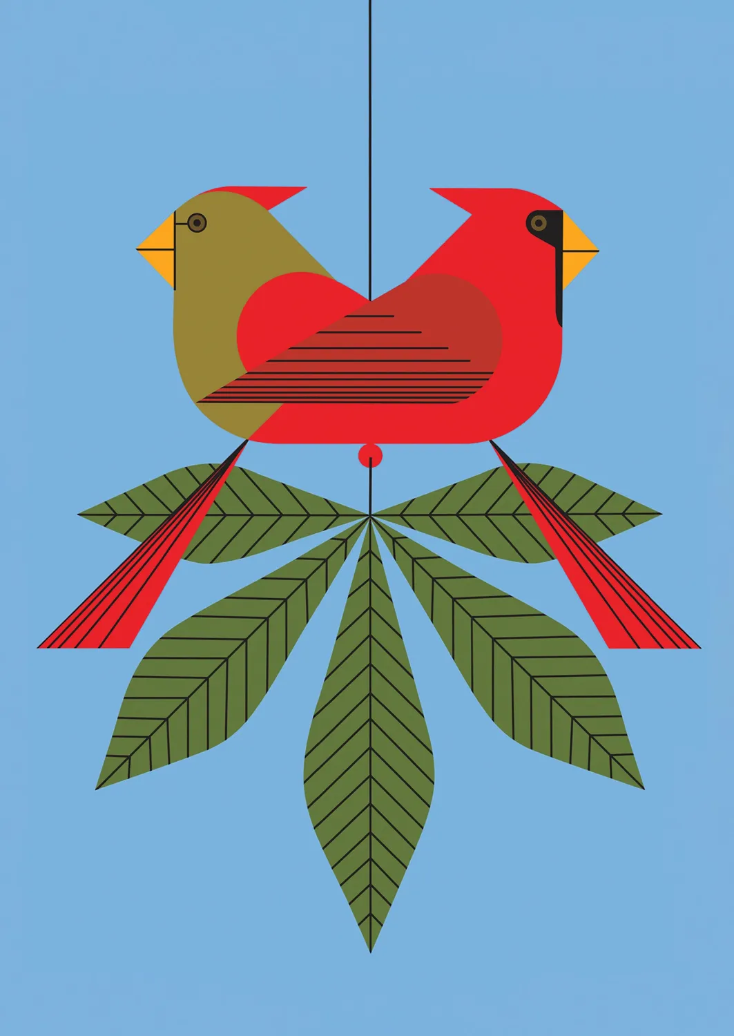 Pomegranate Charley Harper Cardinals julekort 20 stk
