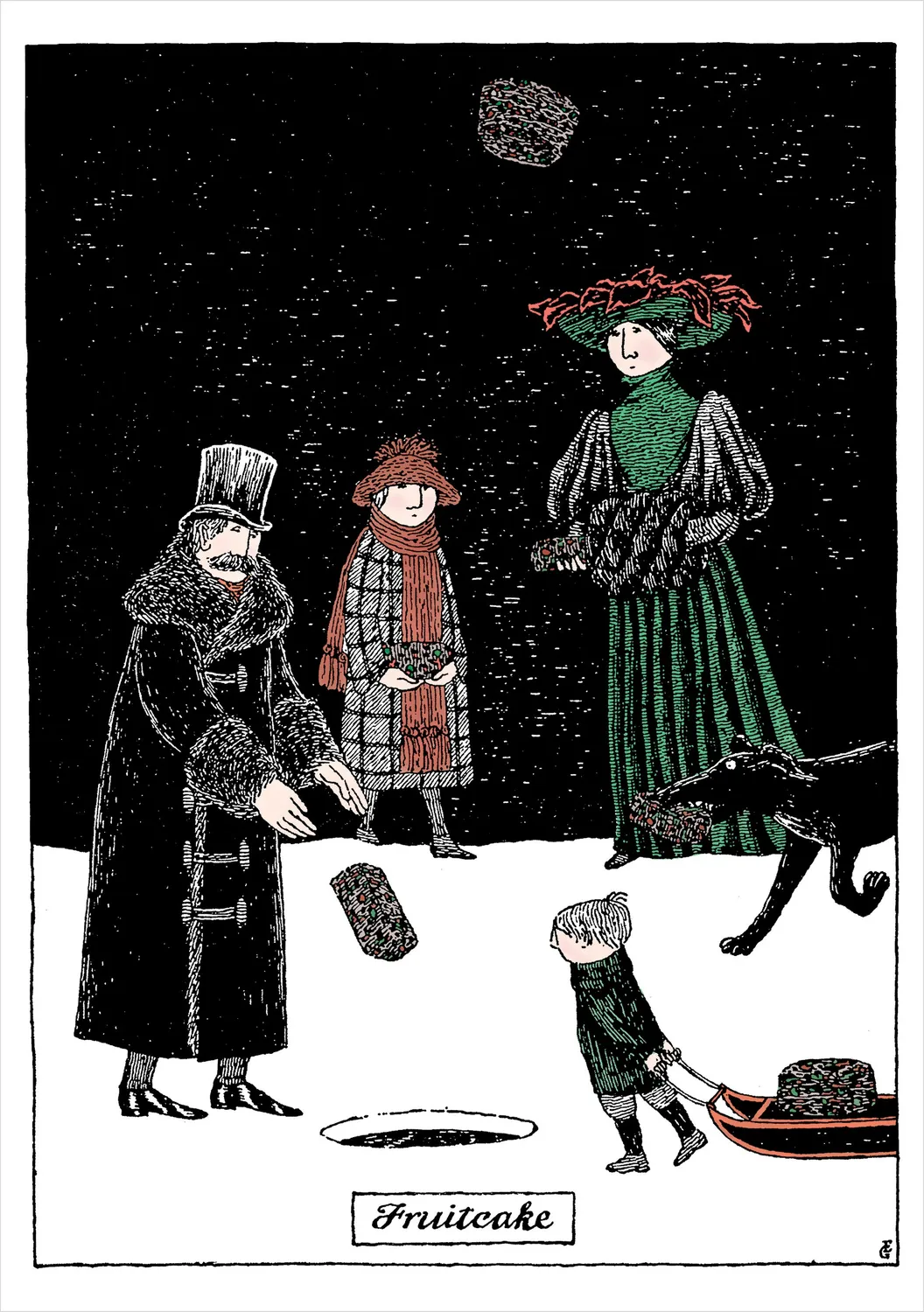 Pomegranate Edward Gorey Fruitcake julekort humor