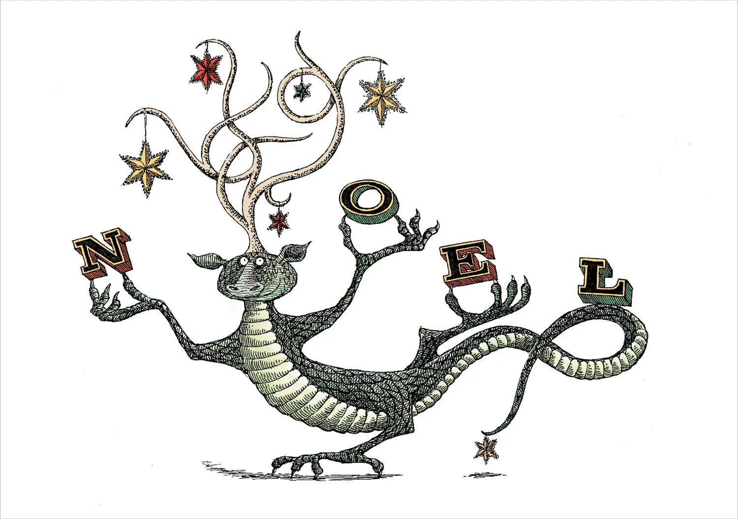 Pomegranate Edward Gorey Noel julekort sæt humor drage