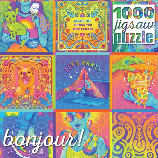 Buffalo Games Bonjour Neon Collage puslespil 1000 brikker farver