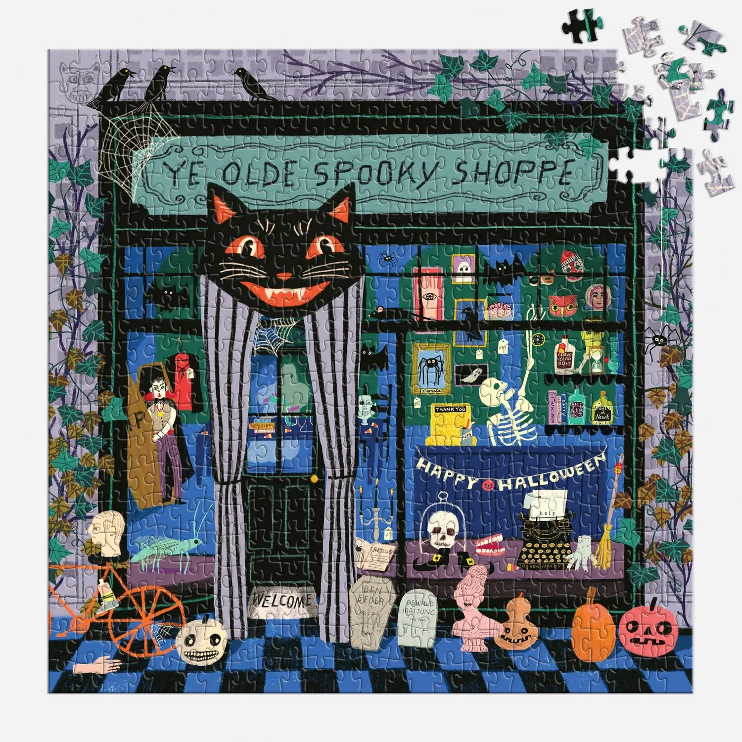 Galison Anne Bentley Ye Olde Spooky Shoppe puslespil 500 brikker halloween